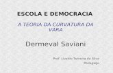 ESCOLA E DEMOCRACIA A TEORIA DA CURVATURA DA VARA Dermeval Saviani Prof. Livaldo Teixeira da Silva Pedagogo.