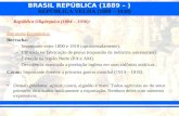 BRASIL REPÚBLICA (1889 – ) REPÚBLICA VELHA (1889 – 1930) -República Oligárquica (1894 – 1930): Estrutura Econômica: Borracha: –Importante entre 1890 e.