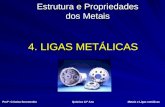 Estrutura e Propriedades dos Metais 4. LIGAS METÁLICAS Profª: Cristina Soromenho Química 12º Ano Metais e Ligas metálicas.