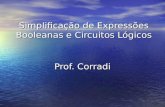 Simplificação de Expressões Booleanas e Circuitos Lógicos Prof. Corradi.