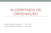ALGORITMOS DE ORDENAÇÃO Nayara Gatto Pracucho7547722 Vinícius Bertaco Neves7127460.
