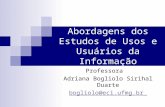 Abordagens dos Estudos de Usos e Usuários da Informação Professora Adriana Bogliolo Sirihal Duarte bogliolo@eci.ufmg.br.