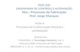 PUC-GO ENGENHARIA DE CONTROLE E AUTOMAÇÃO Disc.: Processos de Fabricação Prof. Jorge Marques Aulas 6 Processos de Conformação Mecânica LAMINAÇÃO Referências:
