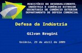 Defesa da Indústria Gilvan Brogini Goiânia, 29 de abril de 2009 MINISTÉRIO DO DESENVOLVIMENTO, INDÚSTRIA E COMÉRCIO EXTERIOR SECRETARIA DE COMÉRCIO EXTERIOR.