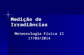 Medição de Irradiâncias Meteorologia Física II 17/03/2014.