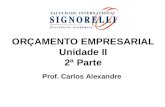 ORÇAMENTO EMPRESARIAL Unidade II 2ª Parte Prof. Carlos Alexandre.
