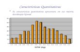 Características Quantitativas As características quantitativas apresentam, em sua maioria, distribuição Normal.
