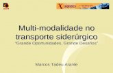 Multi-modalidade no transporte siderúrgico Multi-modalidade no transporte siderúrgico Grande Oportunidades, Grande Desafios Marcos Tadeu Arante.