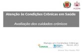 Manejo em Condições Crônicas Maceió, 2013 Simone Tetu Moysés, PhD Atenção às Condições Crônicas em Saúde Avaliação dos cuidados crônicos.