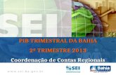 PIB TRIMESTRAL Bahia – 4º Trimestre de 2009 Bahia – 4º Trimestre de 2009 PIB TRIMESTRAL DA BAHIA 2º TRIMESTRE 2013 Coordenação de Contas Regionais.