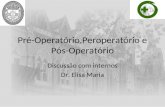 Pré-Operatório,Peroperatório e Pós-Operatório Discussão com internos Dr. Elisa Maria.