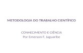 METODOLOGIA DO TRABALHO CIENTÍFICO CONHECIMENTO E CIÊNCIA Por Emerson F. Jaguaribe.