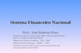 Sistema Financeiro Nacional Prof.: José Roberto Pires Analista do Banco Central desde 1998 – Desup (Supervisão de Bancos e Conglomerados Bancários) Mestre.