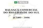 BALANÇA COMERCIAL DO RIO GRANDE DO SUL JULHO - 2006 UNIDADE DE ESTUDOS ECONÔMICOS.