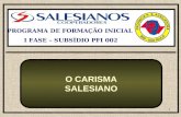 1 PROGRAMA DE FORMAÇÃO INICIAL I FASE – SUBSÍDIO PFI 002 O CARISMA SALESIANO.