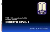 UNIC – Universidade de Cuiabá Unidade Sorriso Direitos da Personalidade.