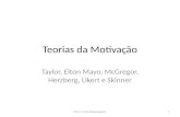 Teorias da Motivação Taylor, Elton Mayo, McGregor, Herzberg, Likert e Skinner 1Aula 1 Av de Desempenho.