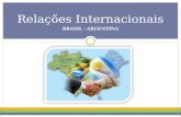BRASIL - ARGENTINA Relações Internacionais. Análise das Relações PeríodosEstratégia de inserção global ARG Relações ARG/ América Latina Relações BR/ARG.
