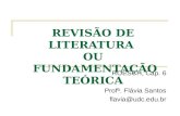 REVISÃO DE LITERATURA OU FUNDAMENTAÇÃO TEÓRICA ROESCH, Cap. 6 Profª. Flávia Santos flavia@udc.edu.br.