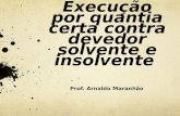 Execução por quantia certa contra devedor solvente e insolvente Prof. Arnaldo Maranhão.
