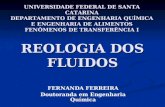 REOLOGIA DOS FLUIDOS FERNANDA FERREIRA Doutoranda em Engenharia Química UNIVERSIDADE FEDERAL DE SANTA CATARINA DEPARTAMENTO DE ENGENHARIA QUÍMICA E ENGENHARIA.