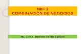 NIIF 3 COMBINACIÓN DE NEGOCIOS Mg. CPCC Rodolfo Vento Egoávil.
