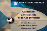 Gestión del Conocimiento en la Alta Dirección Notas Adicionales Universidad de Verano Maspalomas 2002.