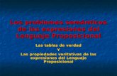 Los problemas semánticos de las expresiones del Lenguaje Proposicional Las tablas de verdad Y Las propiedades veritativas de las expresiones del Lenguaje.