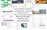 Group Talk routines Compare & contrast Film or song review Reading Images Talking lines Then & now Presentations.