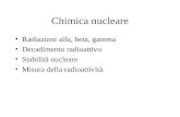 Chimica nucleare Radiazioni alfa, beta, gamma Decadimento radioattivo Stabilità nucleare Misura della radioattività