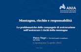 Montagna, rischio e responsabilità Le problematiche delle compagnie di assicurazione nellassicurare i rischi della montagna Pietro Negri – Servizio Legale.
