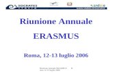 Riunione Annuale ERASMUS Roma 12-13 luglio 2006 Riunione Annuale ERASMUS Roma, 12-13 luglio 2006.
