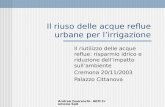 Andrea Guereschi- AEM Cremona SpA Il riuso delle acque reflue urbane per lirrigazione Il riutilizzo delle acque reflue: risparmio idrico e riduzione dellimpatto.