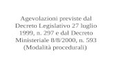 Agevolazioni previste dal Decreto Legislativo 27 luglio 1999, n. 297 e dal Decreto Ministeriale 8/8/2000, n. 593 (Modalità procedurali)