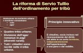 La riforma di Servio Tullio dellordinamento per tribù Quattro tribù urbane;Quattro tribù urbane; Divisione dellager romanus in pagi (distretti rurali);Divisione.