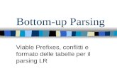 Bottom-up Parsing Viable Prefixes, conflitti e formato delle tabelle per il parsing LR.