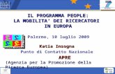 Palermo, 10 luglio 2009 APRE APRE (Agenzia per la Promozione della Ricerca Europea) Katia Insogna Punto di Contatto Nazionale IL PROGRAMMA PEOPLE: LA MOBILITA.