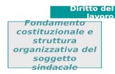 Diritto del lavoro Fondamento costituzionale e struttura organizzativa del soggetto sindacale.
