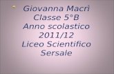 Giovanna Macrì Classe 5°B Anno scolastico 2011/12 Liceo Scientifico Sersale.