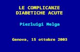 LE COMPLICANZE DIABETICHE ACUTE Pierluigi Melga Genova, 15 ottobre 2003.