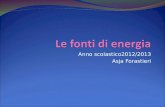 Anno scolastico2012/2013 Asja Forastieri. fonti di energia fonti rinnovabili e non rinnovabili Sono fonti di energia tutte le risorse energetiche che.