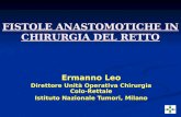 FISTOLE ANASTOMOTICHE IN CHIRURGIA DEL RETTO Ermanno Leo Direttore Unità Operativa Chirurgia Colo-Rettale Istituto Nazionale Tumori, Milano.