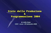 Stato della Produzione & Programmazione 2004 M. della Volpe CSN1 - Lecce - 25 Settembre 2003.