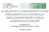 2 IL BILANCIO CONSOLIDATO COME STRUMENTO DI CONTROLLO DELLE PARTECIPATE E DELLE AZIENDE NON PROFIT Davide Di Russo – TORINO 01.02.2011.