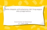 Dalla doppia articolazione del linguaggio alla pragmatica Esercitazioni di Glottologia a.a. 2005-2006.