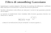 1 Filtro di smoothing Gaussiano Appartengono a questa categoria i filtri lineari di smoothing che definiscono i coefficienti della maschera di convoluzione.
