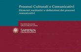 Processi Culturali e Comunicativi Elementi costitutivi e definizioni dei processi comunicativi.