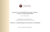 LA RESPONSABILITÀ SOCIALE DELLE IMPRESE Facoltà di Scienze politiche, sociali e della comunicazione – A.A. 2010-2011 | Responsabilità sociale dimpresa.