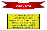 CAO - NTG La contabilità analitica per organizzazione CAO trova le sue basi essenziali nella tecnica NTG 3.