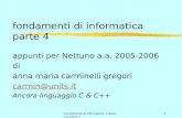 Fondamenti di informatica 1 Nettuno parte 41 fondamenti di informatica parte 4 appunti per Nettuno a.a. 2005- 2006 di anna maria carminelli gregori carmin@units.it.